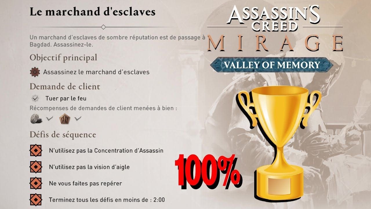 LE MARCHAND D'ESCLAVES CONTRAT 100% / Tous les défis de Séquence ASSASSIN'S CREED MIRAGE