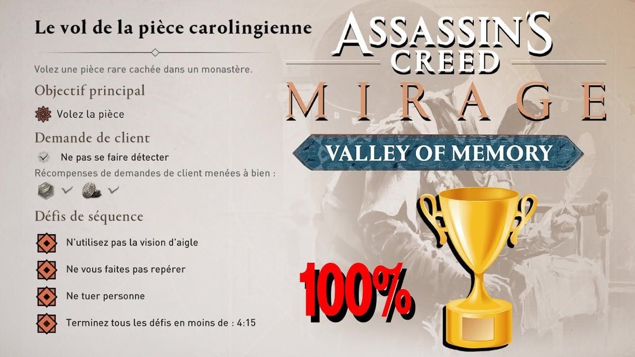 LE VOL DE LA PIÈCE CAROLINGIENNE CONTRAT 100% / Tous les défis de Séquence ASSASSIN'S CREED MIRAGE