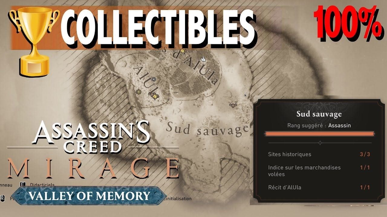 SUD SAUVAGE 🏆 : SITES / INDICES / RÉCITS Tous les collectibles 100% - ASSASSIN'S CREED MIRAGE