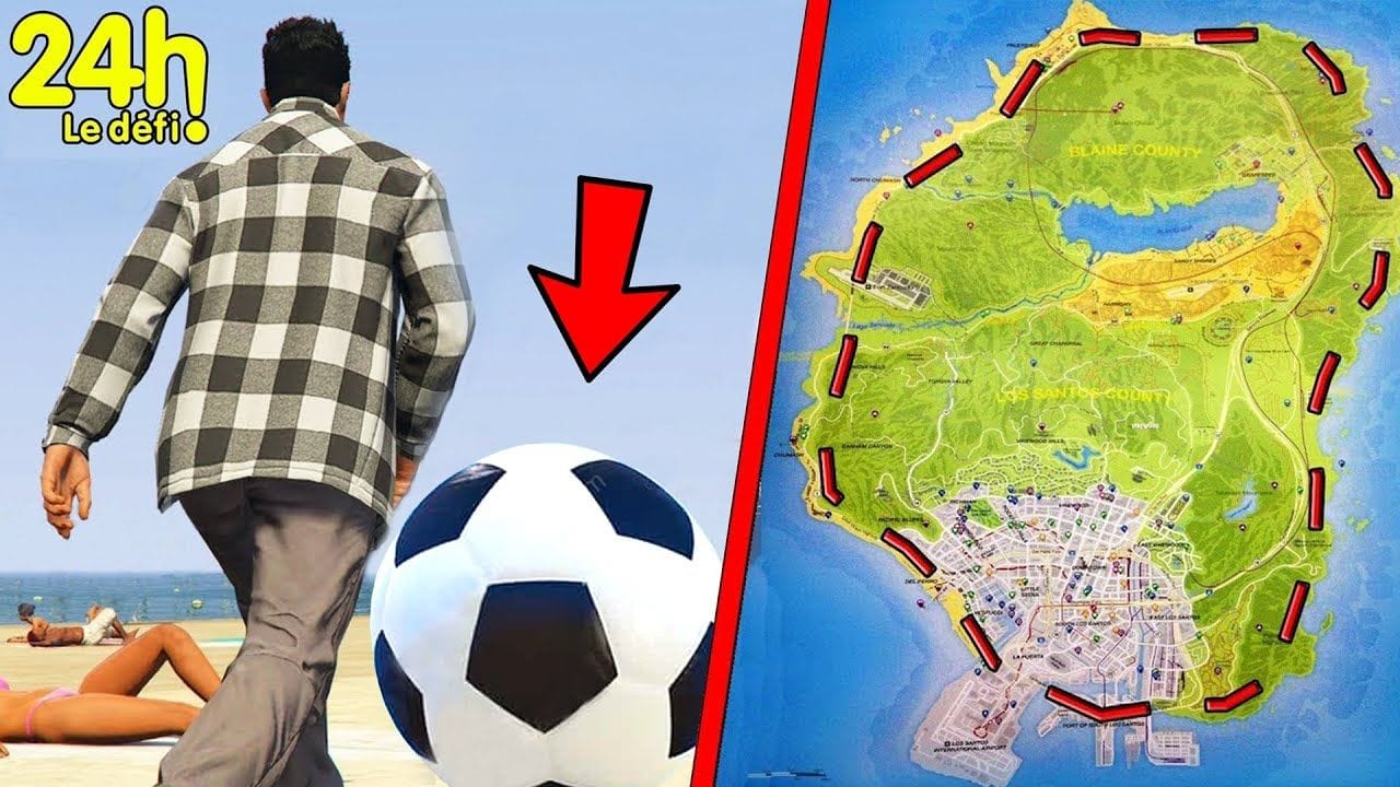 TOUR DE LA MAP DE GTA 5 EN POUSSANT UNE BALLE