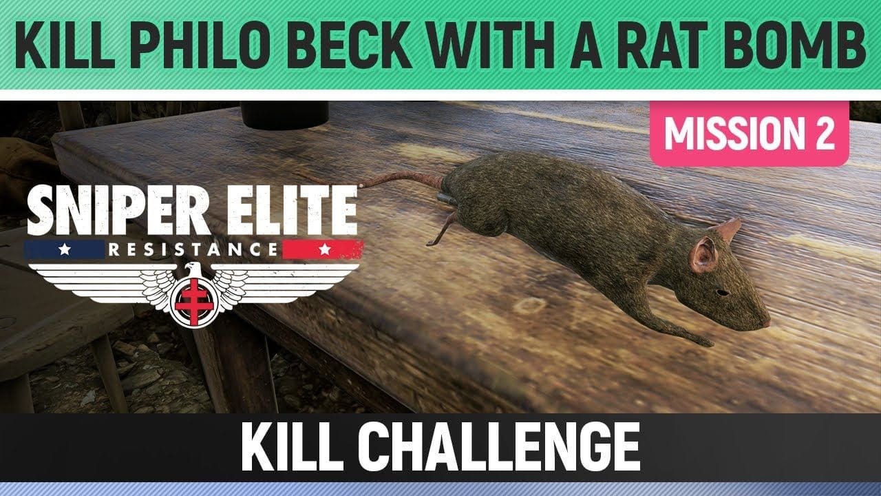 Sniper Elite: Resistance - Kill Philo Beck with a rat bomb - Kill Challenge Mission 2