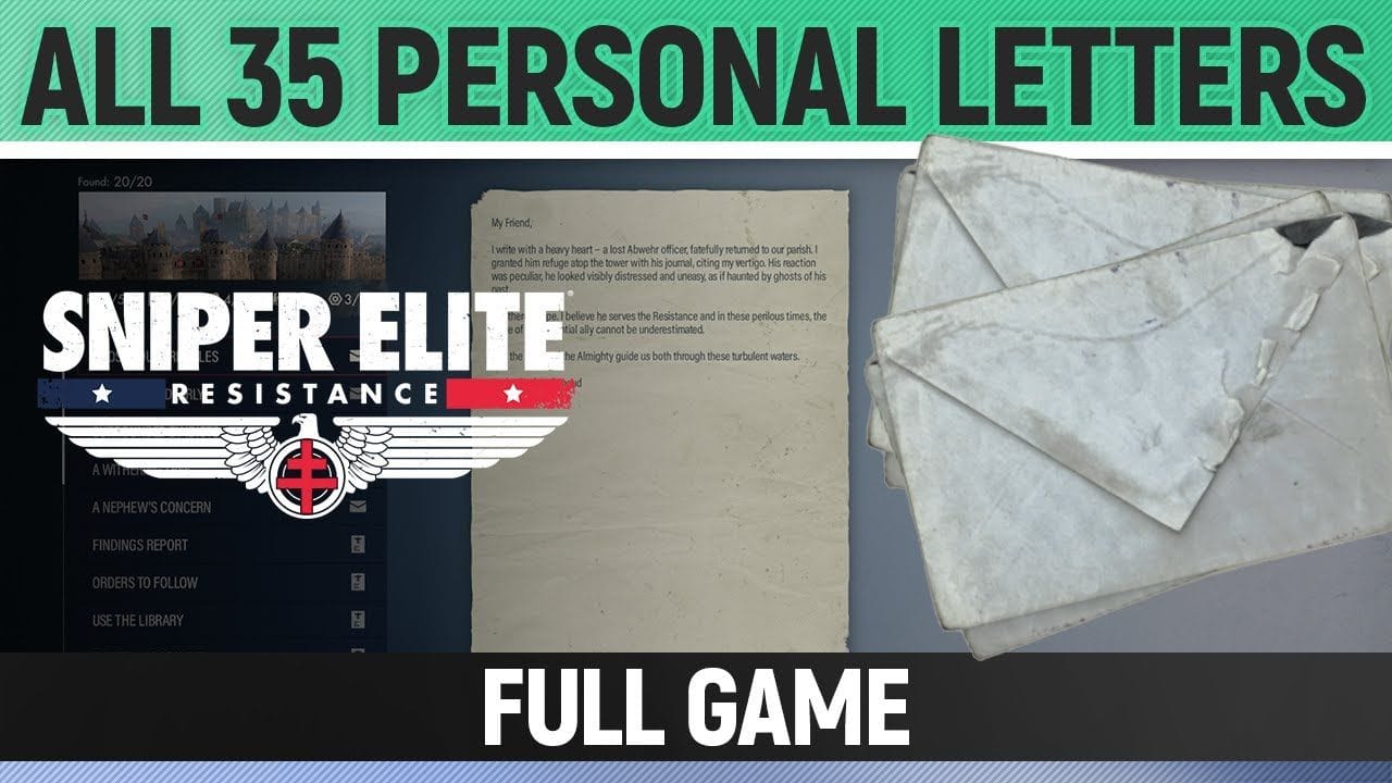 Sniper Elite: Resistance - All 35 Personal Letter Locations 🏆 Pen Pal