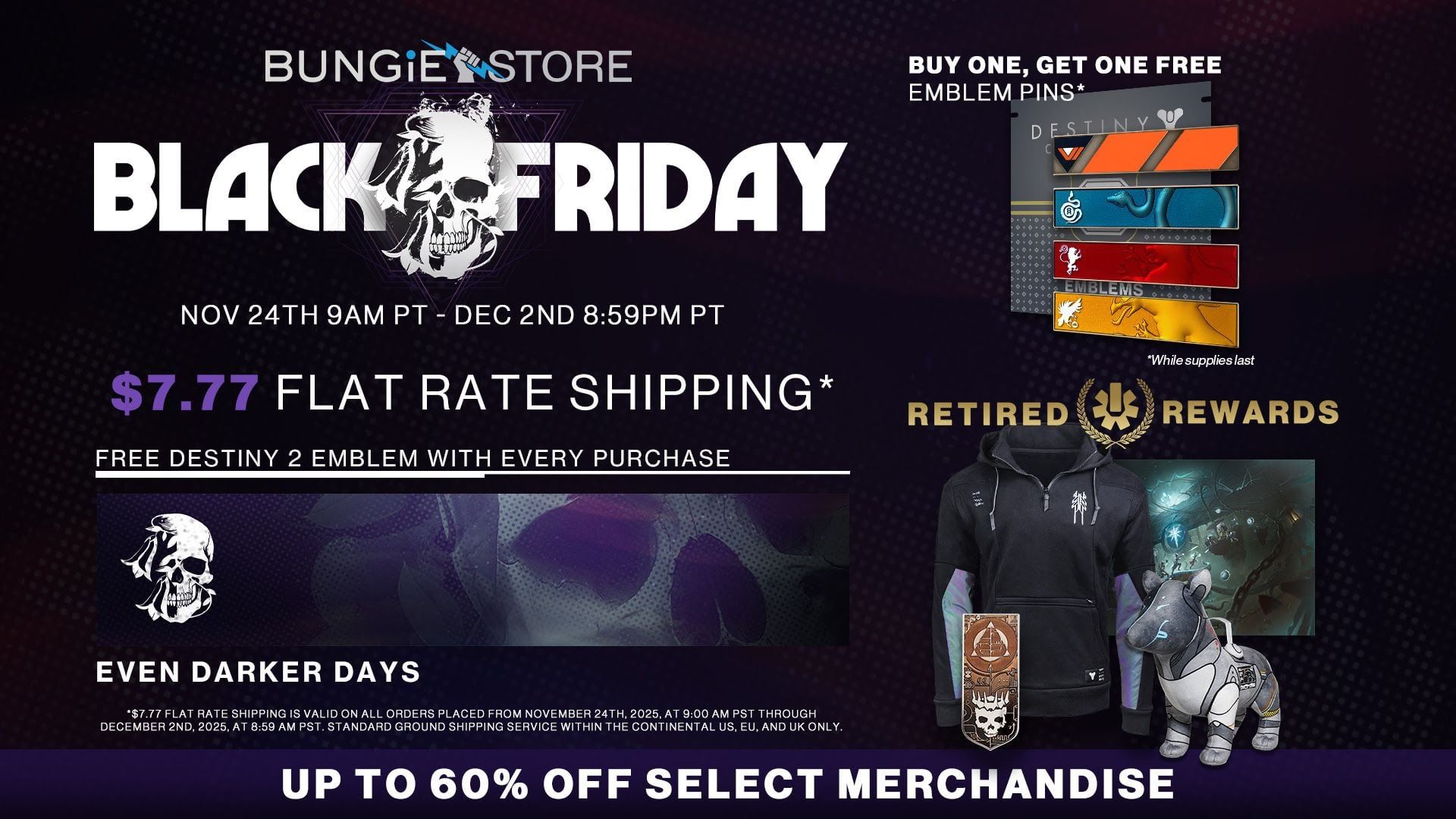 GEEKNPLAY - Destiny 2 - Profitez des offres Black Friday du Bungie Store et débloquez l’emblème « Jours encore plus sombres »