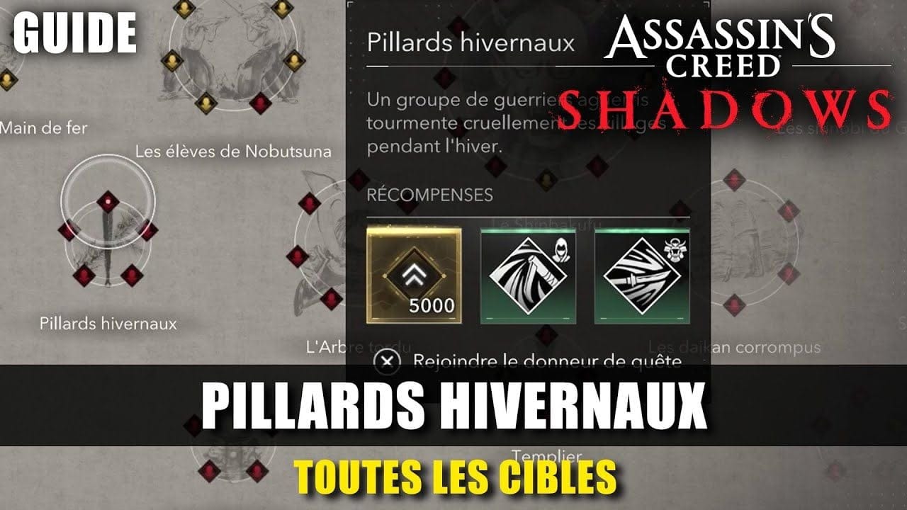 Assassin's Creed Shadows : Toutes les CIBLES des PILLARDS HIVERNAUX (Guide) Emplacements