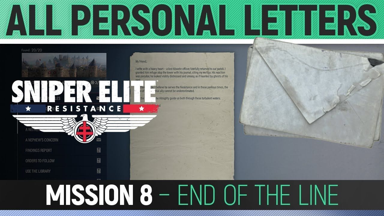 Sniper Elite: Resistance - Mission 8 - All Personal Letter Locations 🏆 End of the Line