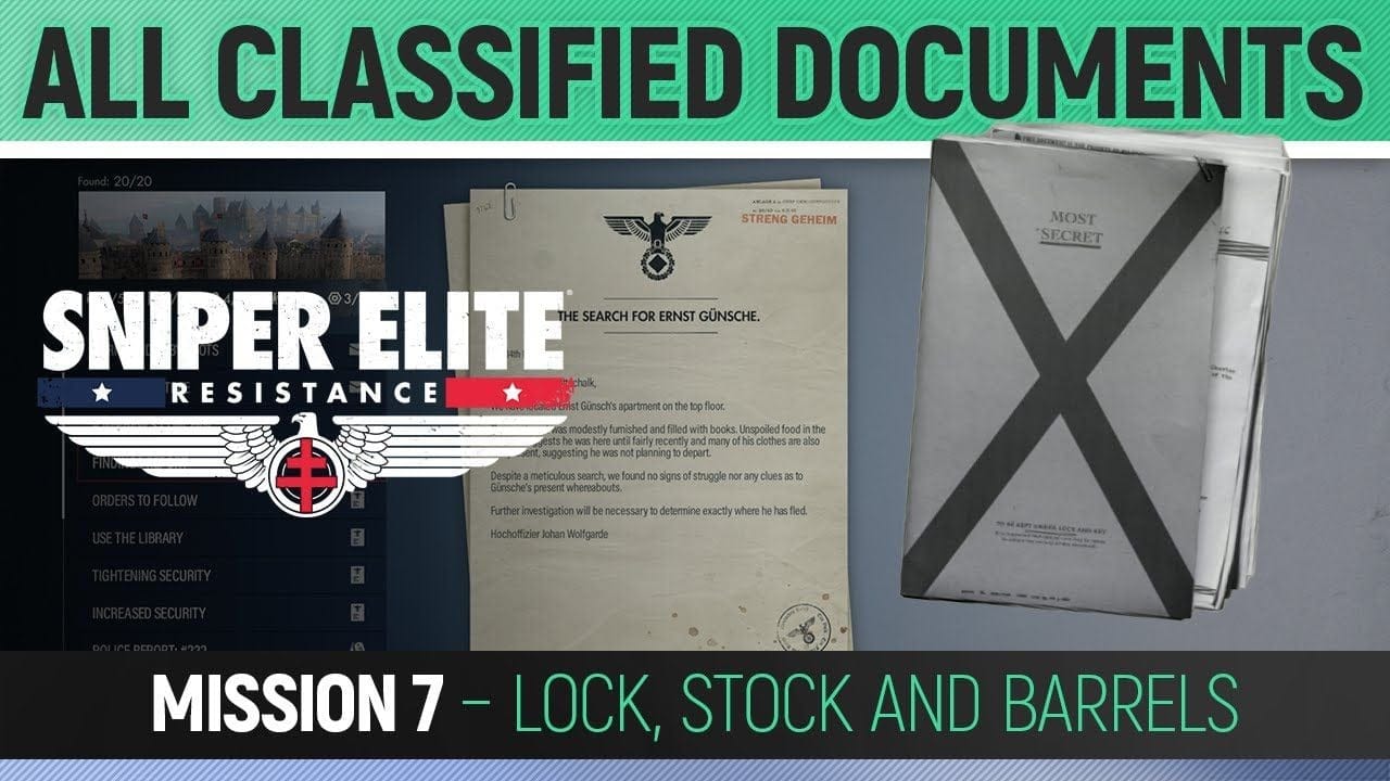 Sniper Elite: Resistance - Mission 7 - All Classified Document Locations 🏆 Lock, Stock and Barrels