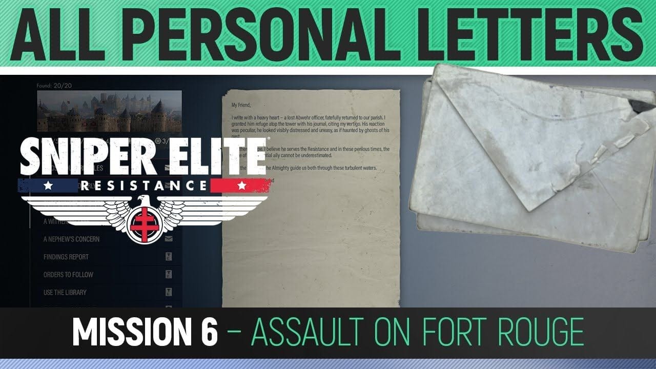 Sniper Elite: Resistance - Mission 6 - All Personal Letter Locations 🏆 Assault on Fort Rouge