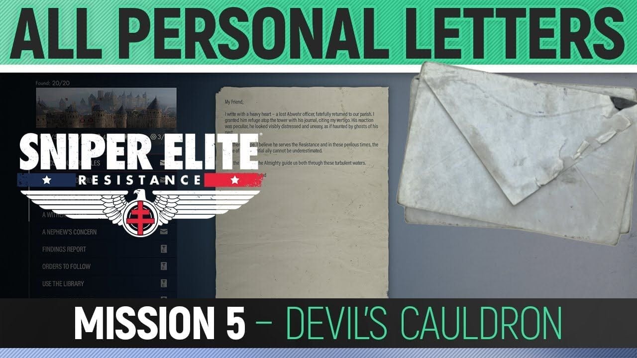 Sniper Elite: Resistance - Mission 5 - All Personal Letter Locations 🏆 Devil's Cauldron