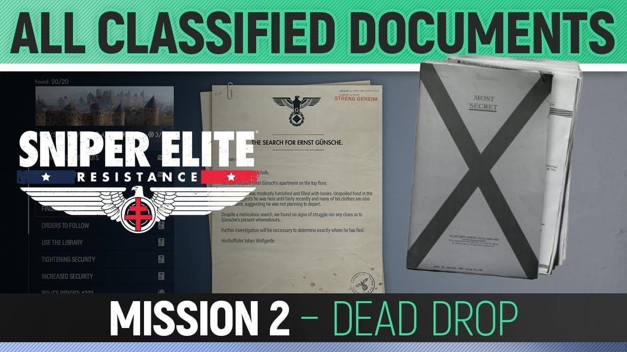 Sniper Elite: Resistance - Mission 2 - All Classified Document Locations 🏆 Dead Drop