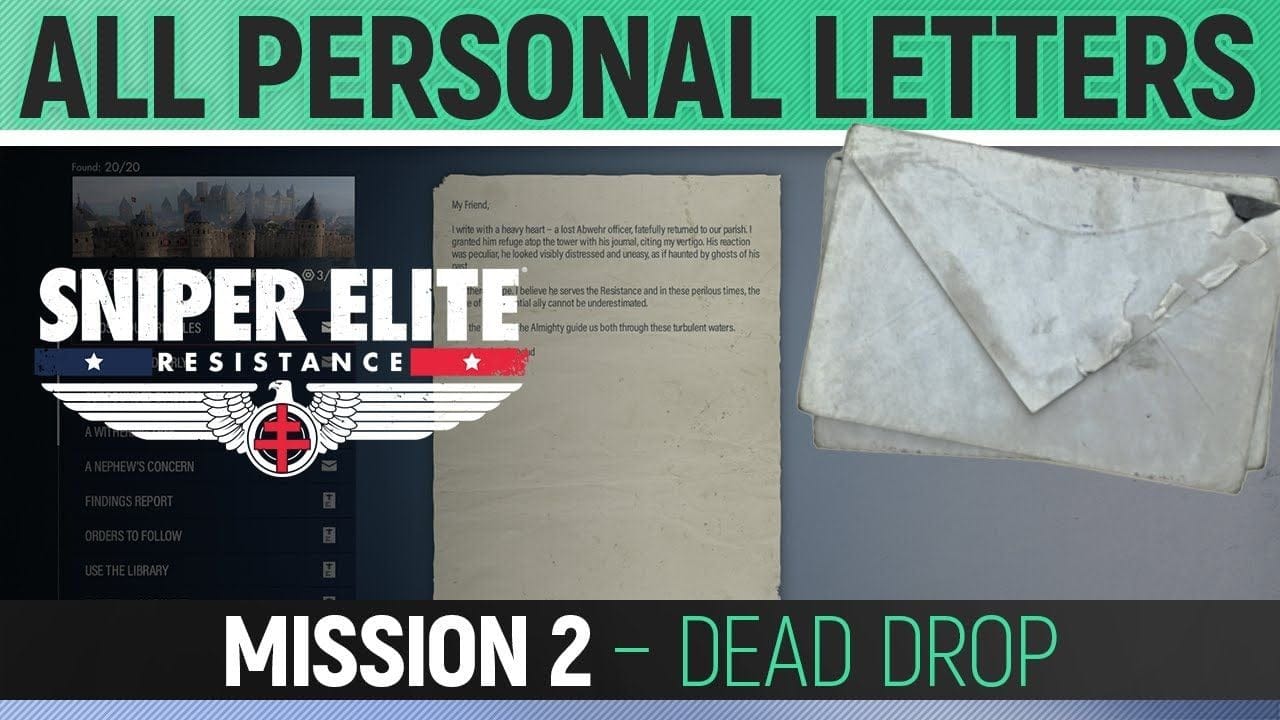Sniper Elite: Resistance - Mission 2 - All Personal Letter Locations 🏆 Dead Drop