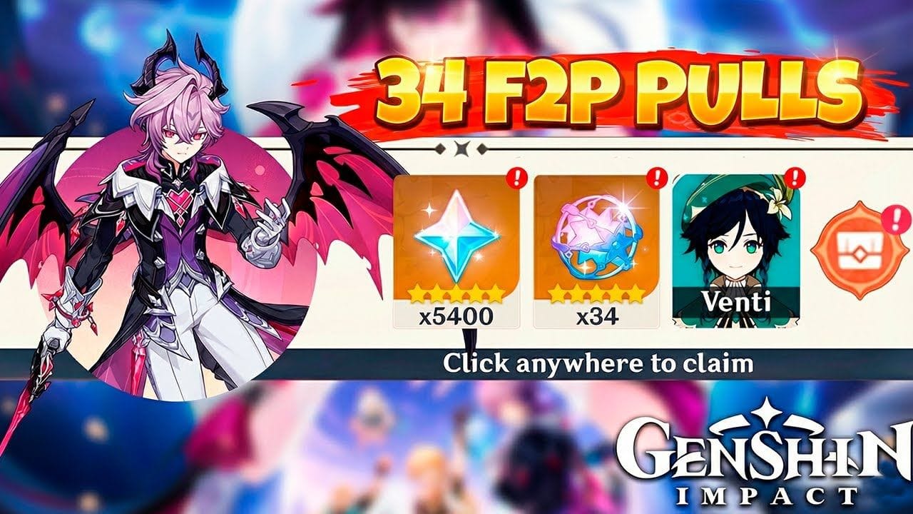 JUST IN! HOW TO GET 5400 FREE PRIMOGEMS & 34 PULLS FOR DURIN & VENTI IN PHASE 1 OF 6.2! - Genshin