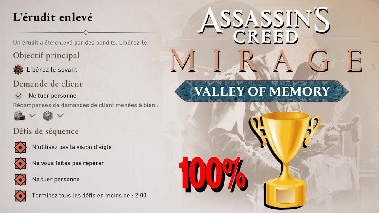 L'ÉRUDIT ENLEVÉ CONTRAT / Tous les défis de Séquence ASSASSIN'S CREED MIRAGE