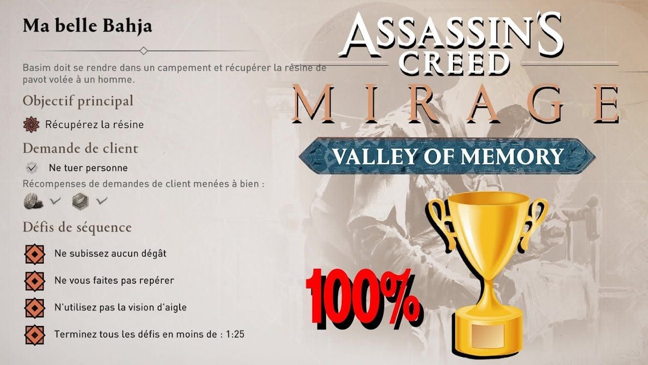 JOUEUR DE JEUX CONTRAT 100% / Tous les défis de Séquence ASSASSIN'S CREED MIRAGE