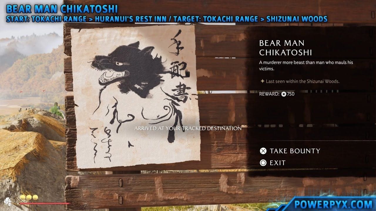 Ghost of Yotei - Bear Man Chikatoshi Bounty Location