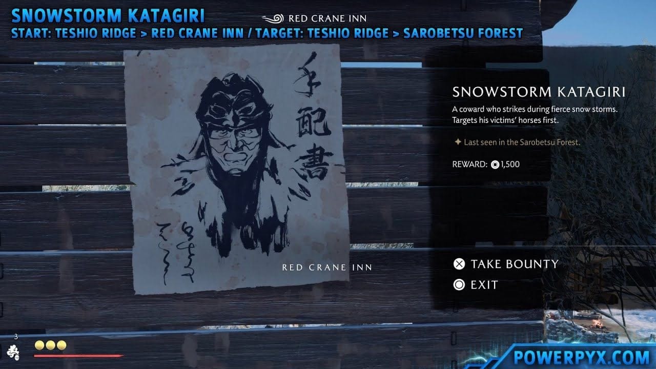 Ghost of Yotei - Snowstorm Katagiri Bounty Location