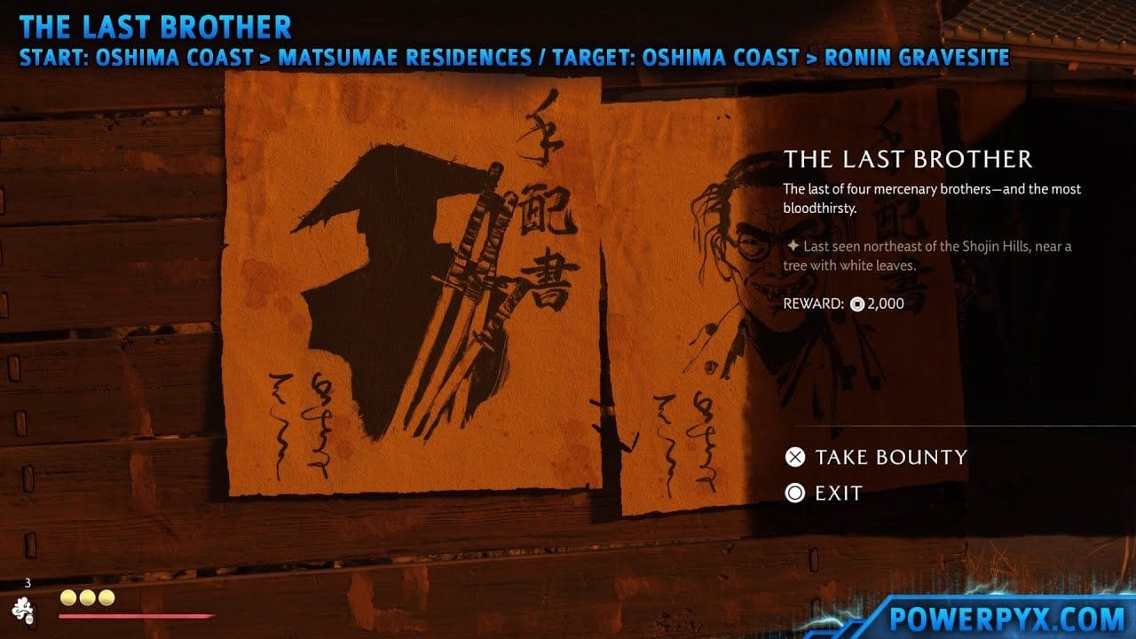 Ghost of Yotei - The Last Brother Bounty Location