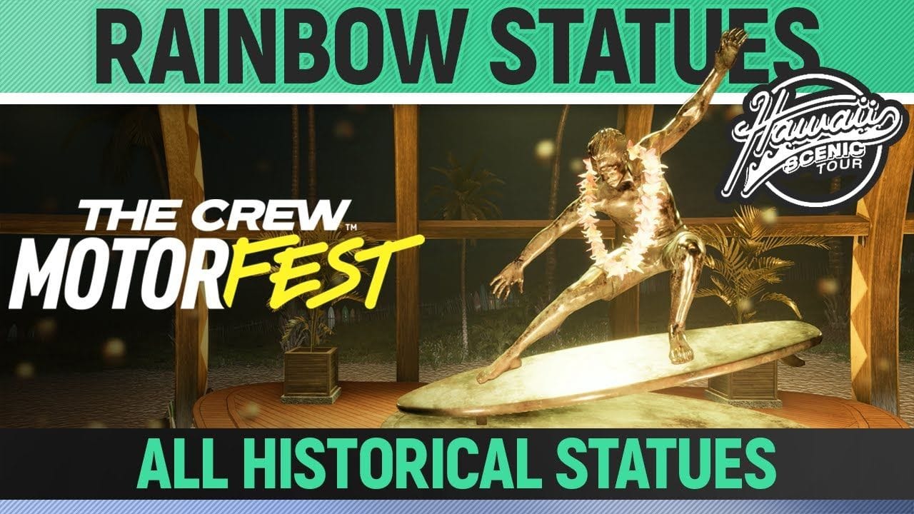 The Crew Motorfest - Rainbow Statues  - All 12 Historical Statues - Hawaii Scenic Route - Challenge