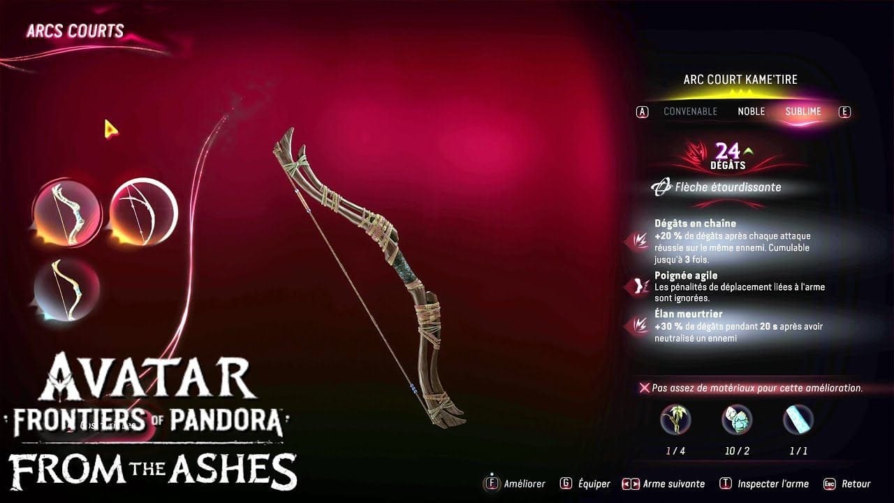 Où Trouver l'ARC COURT KAME'TIRE - LACS DE TULLE - AVATAR DLC FROM THE ASHES / D'ENTRE LES CENDRES