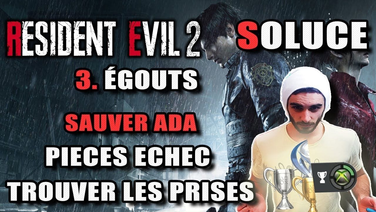 RESIDENT EVIL 2 - SOLUTION : 3 - Enigme Des Pièces D'echec / Trouver Les Prises (Égouts) Sauver Ada