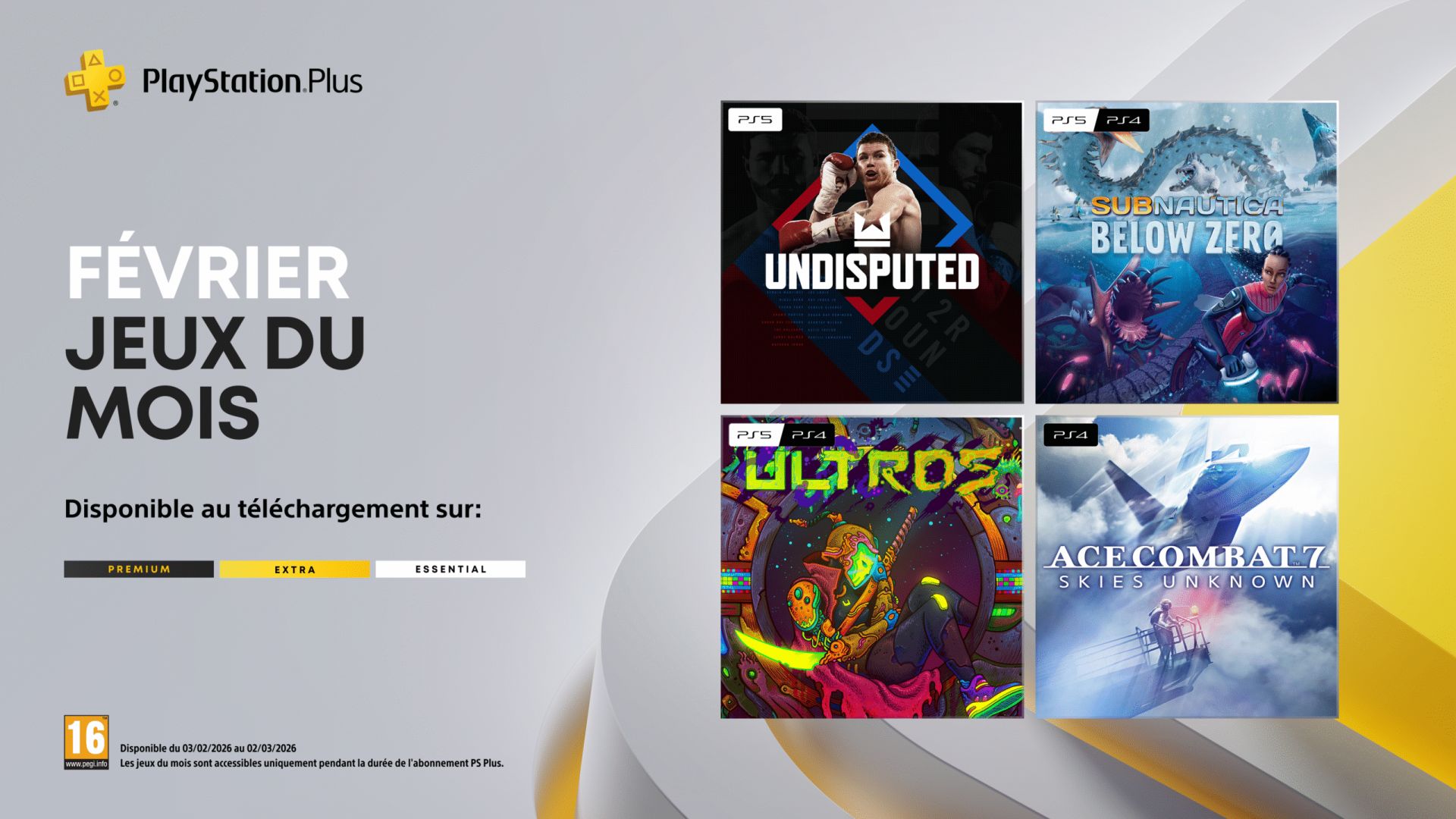 Les jeux du mois PlayStation Plus de février : Undisputed, Subnautica: Below Zero, Ultros, Ace Combat 7: Skies Unknown