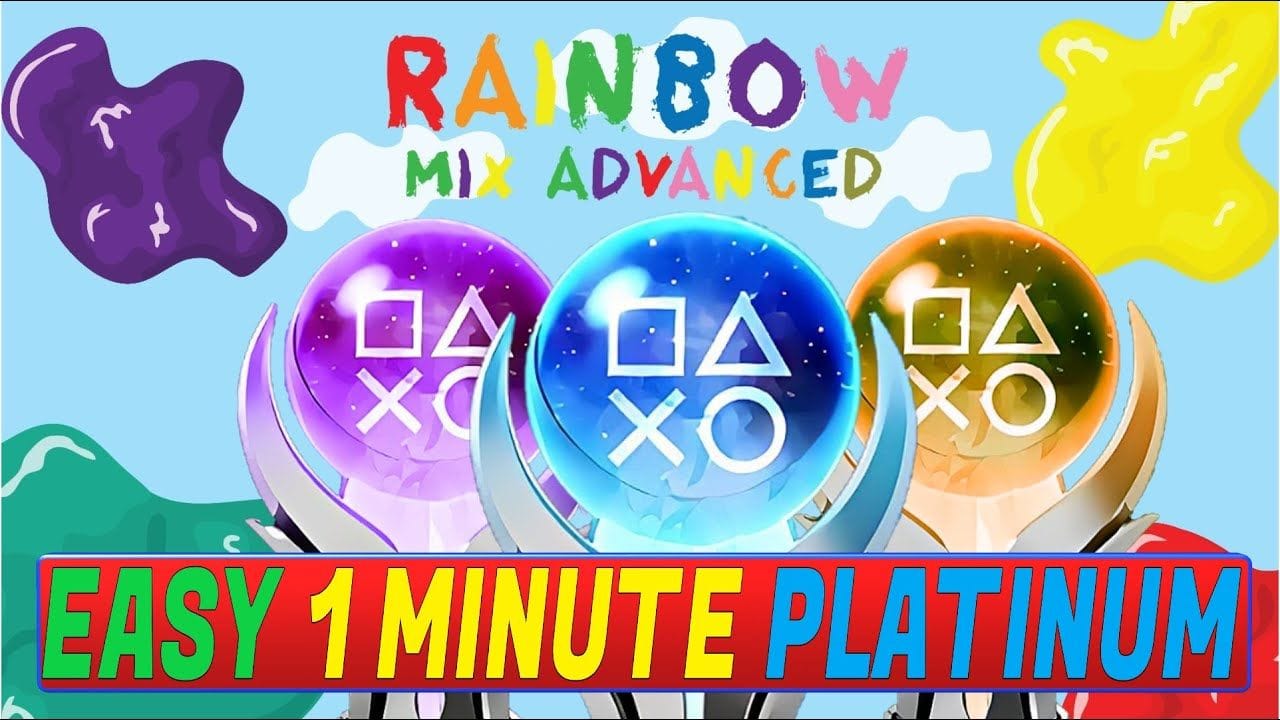 New Cheap 1 Minute Platinum Game | Rainbow Mix Advanced Trophy Guide - PS4, PS5