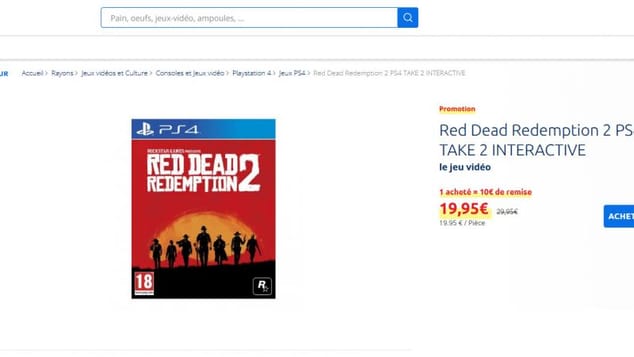 Red Dead Redemption II à moins de 20 euros