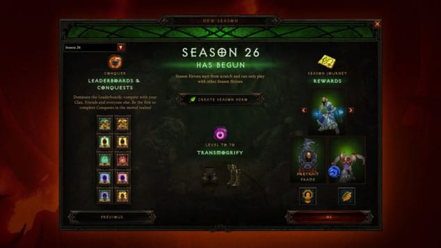 Périple Saison 26 Diablo 3 : Objectifs, chapitres, set
