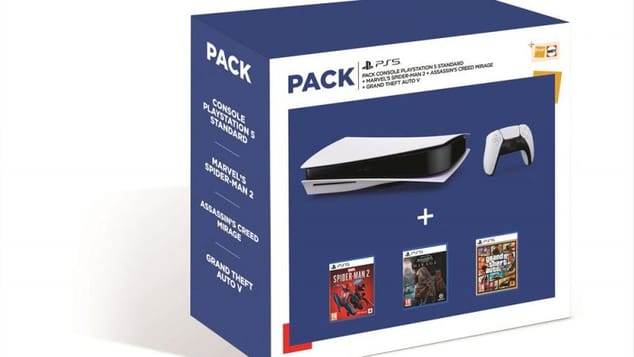 Pack Fnac console PS5 Standard + Marvel's Spider-Man 2 + Assassin’s Creed Mirage + GTA V