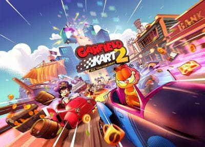 Garfield Kart 2: All You Can Drift klaxonne déjà derrière Mario