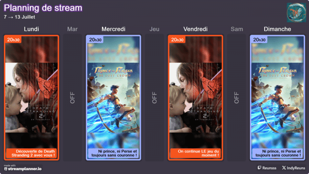 Programme de stream de la semaine !