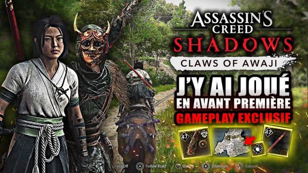 Assassin's Creed Shadows : J'ai joué au DLC Claws of AWAJI !! Carte, Combat de Boss, Nouvelle Arme..