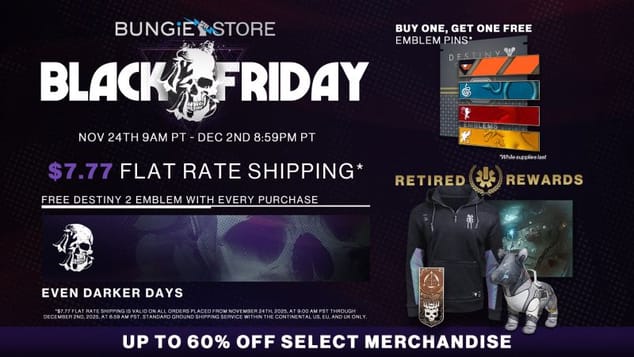 GEEKNPLAY - Destiny 2 - Profitez des offres Black Friday du Bungie Store et débloquez l’emblème « Jours encore plus sombres »