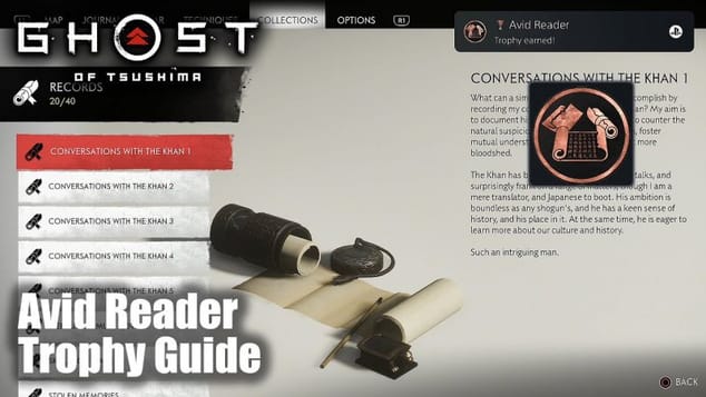 Ghost of Tsushima - Avid Reader Trophy Guide (Collect 20 Records.)