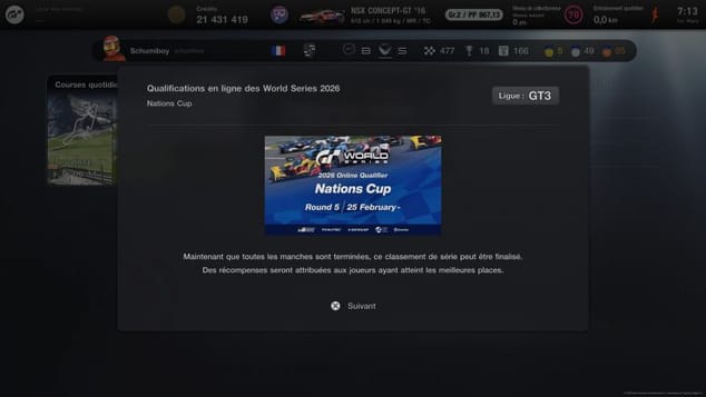 Résultats de ma saison en GTWS Nations Cup 2026 Series!! Je suis assez satisfait malgré une dernière course chaotique...