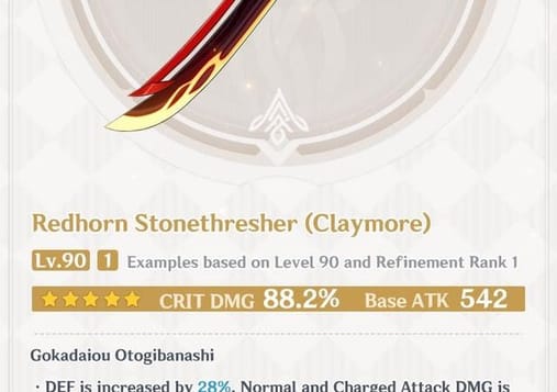 Redhorn stonethresher l'arme signature d'itto