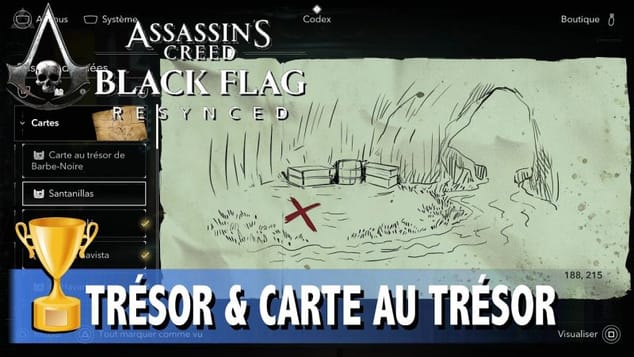 CARTE DIGÉRÉE RÉPARÉE CARTE AU TRÉSOR - OÙ TROUVER LE TRÉSOR - ASSASSIN'S CREED BLACK FLAG RESYNCED