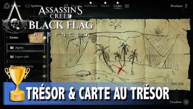 ÎLE À VACHE CARTE AU TRÉSOR - OÙ TROUVER LE TRÉSOR - ASSASSIN'S CREED BLACK FLAG RESYNCED