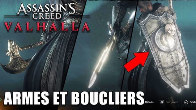 ASSASSIN'S CREED VALHALLA : TOUTES LES ARMES ET BOUCLIERS DU JEU (Vitrine et Emplacements)
